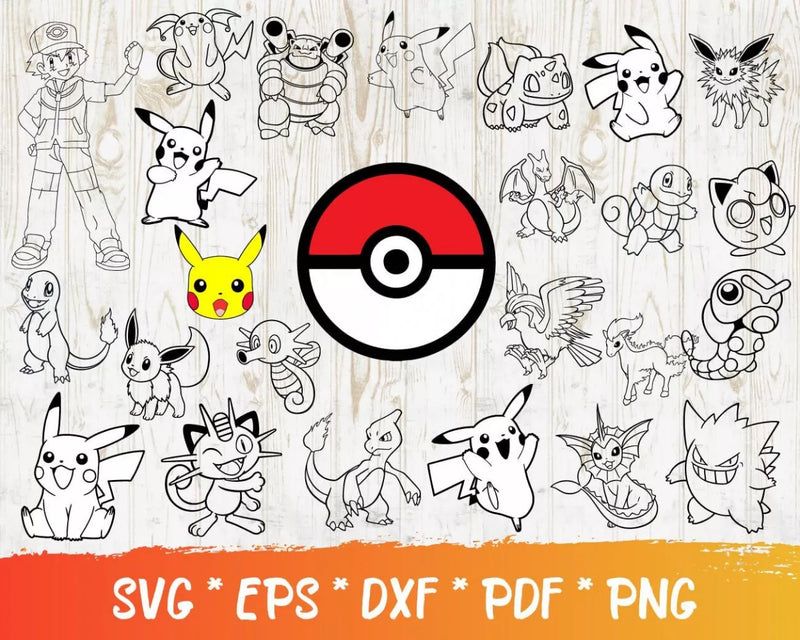 Pokemon Svg Files for Cricut and Silhouette - Pokemon Clipart Images