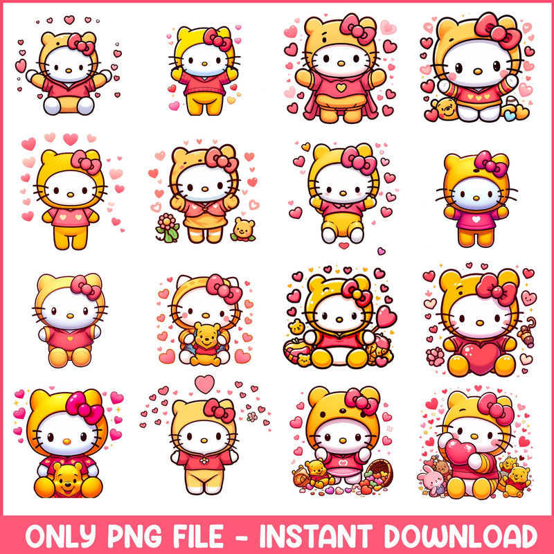 Pooh kitty valentine bundle png