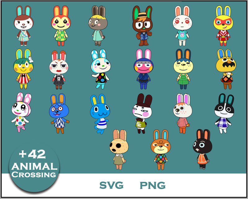 42+ Rabbits Svg Bundle, Animal Crossing Svg Bundle, Animal Crossing Svg, Cartoon svg, png digital file