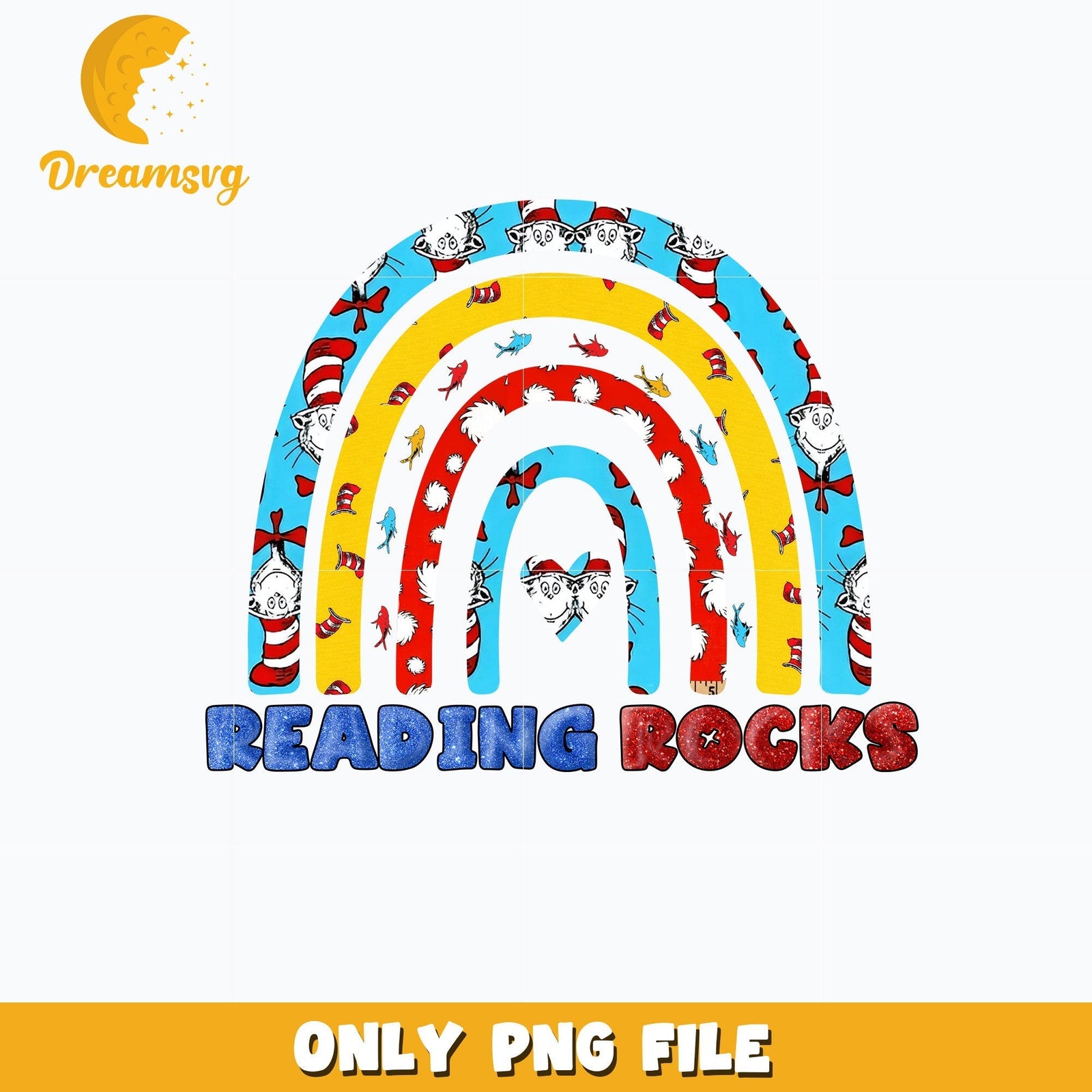 Dr seuss rainbow reading rocks png