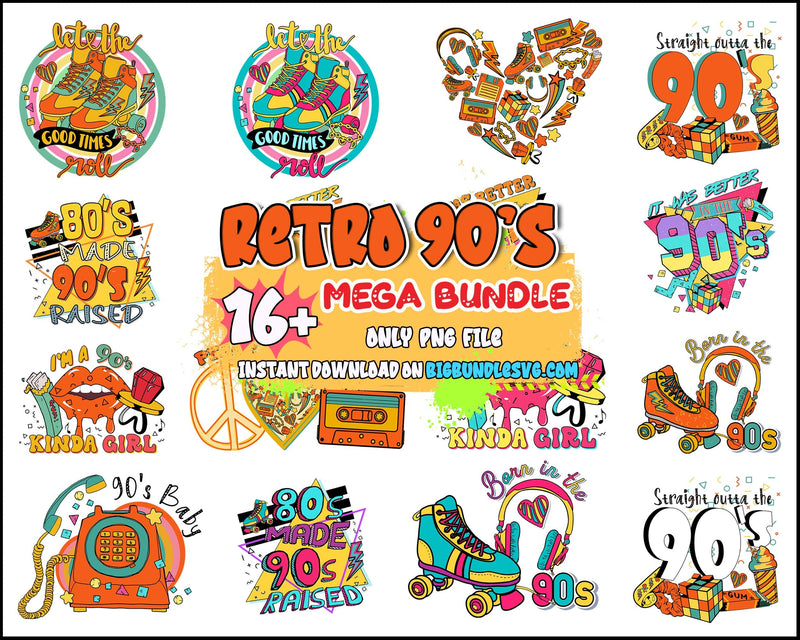 Retro 90S Sublimations Bundle - Digital Dowload