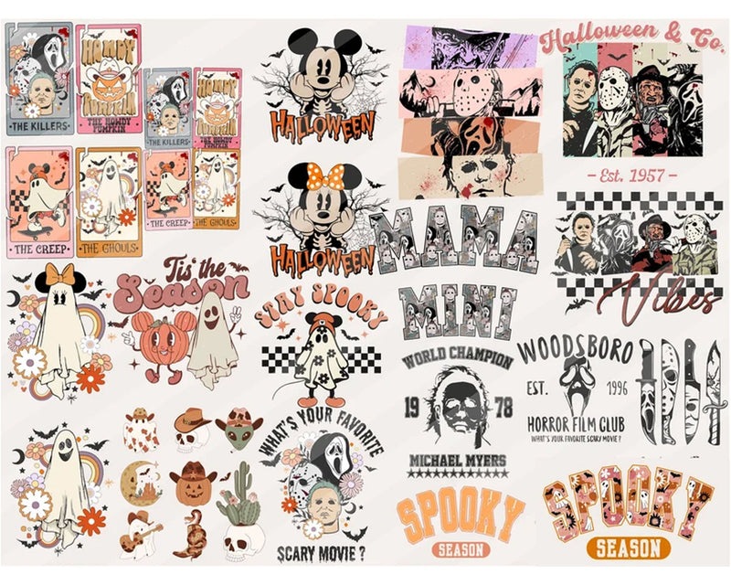 Retro Halloween PNG Bundle, Spooky Shirt Designs