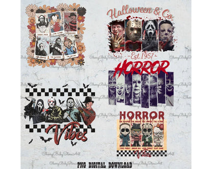 Retro Horror Characters Bundle PNG , 30 Designs Horror Movie Png