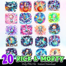 Rick And Morty Splash Watercolor Bundle PNG Instant Download