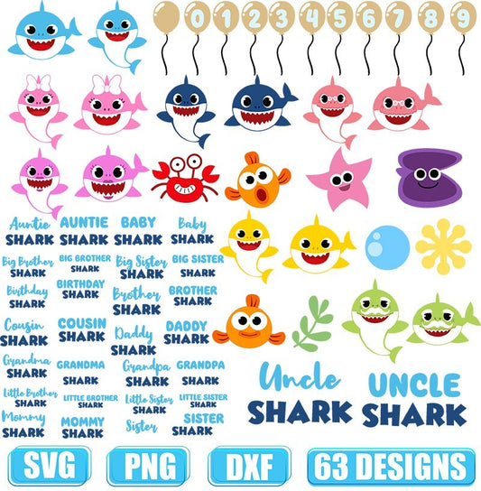 Baby Shark SVG, Mommy Shark SVG, Baby Shark Family Cut Files, SVG for Cricut