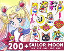 Sailor Moon Clipart Bundle, Sailor Moon PNG & SVG Cut Files for Cricut, Sailor Moon Silhouette Vector Cut Files
