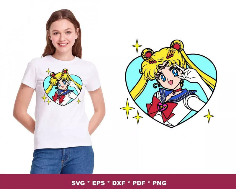 Sailor Moon Clipart Bundle, Sailor Moon PNG & SVG Cut Files for Cricut, Sailor Moon Silhouette Vector Cut Files