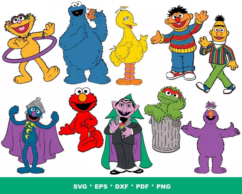 Sesame Street Clipart Bundle, PNG & SVG Cut Files for Cricut / Silhouette