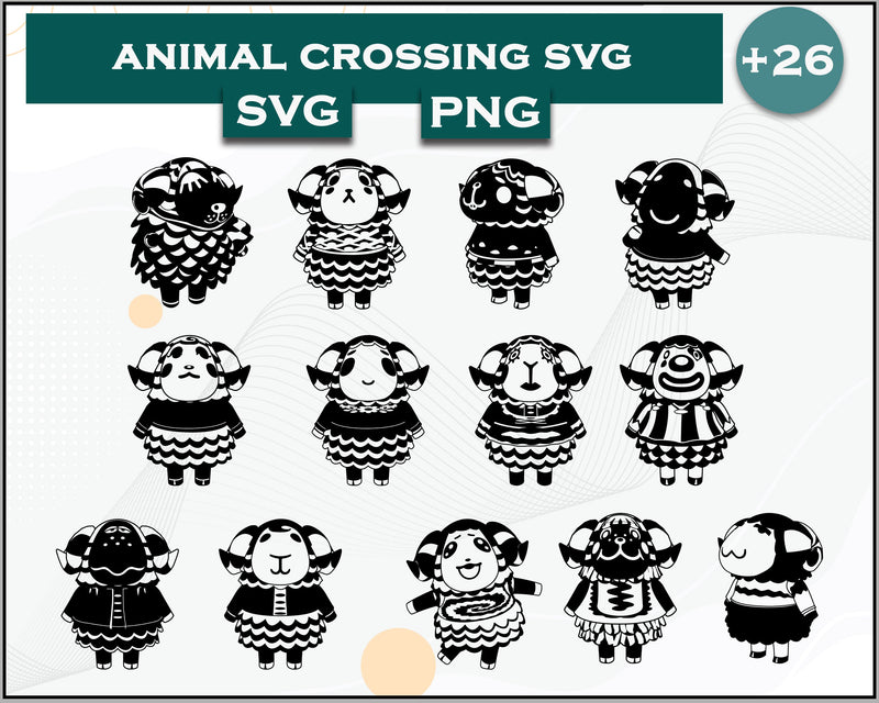 26+ Sheep Svg Bundle, Animal Crossing Svg Bundle, Animal Crossing Svg, Cartoon svg, png digital file