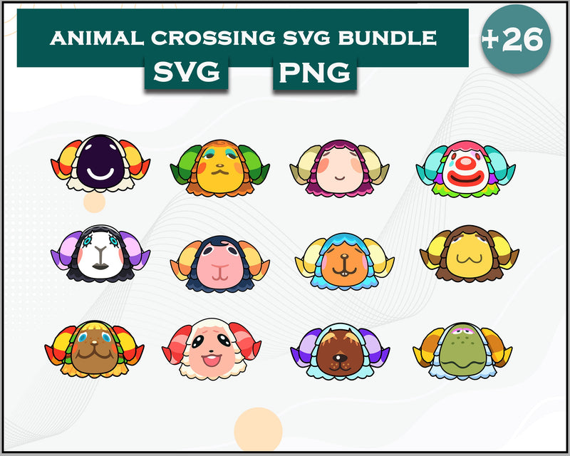 26+ Sheep Svg Bundle, Animal Crossing Svg Bundle, Animal Crossing Svg, Cartoon svg, png digital file