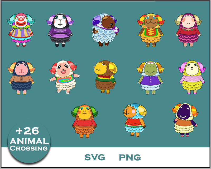 26+ Sheep Svg Bundle, Animal Crossing Svg Bundle, Animal Crossing Svg, Cartoon svg, png digital file