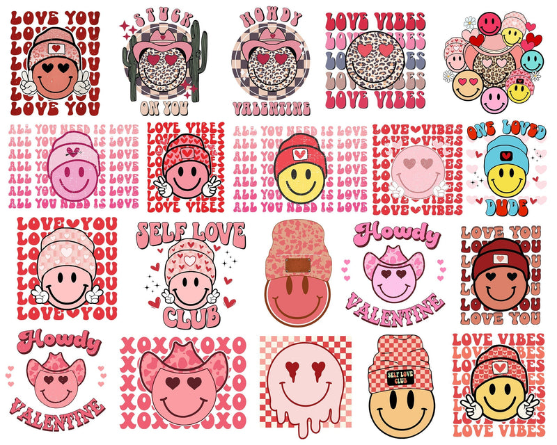 20+ Smile face bundle, Valentine's day PNG, Valentine sublimation Design Digital Download