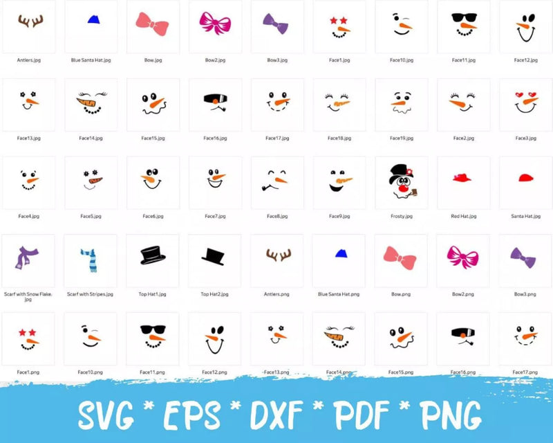 Snowman Clipart Bundle - Snowman Svg - Snowman Svg for Cricut - Silhouette Vector Cut File