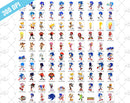 Sonic 120 cliparts bundle, transparent PNG, designs for decoration / sublimation, instant download