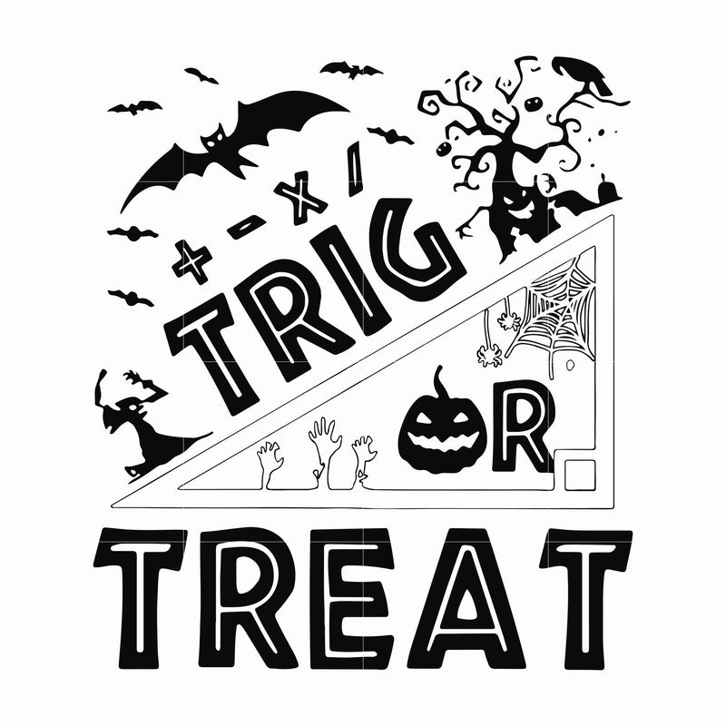 Trick or treat svg, halloween svg, png, dxf, eps digital file HLW1707204