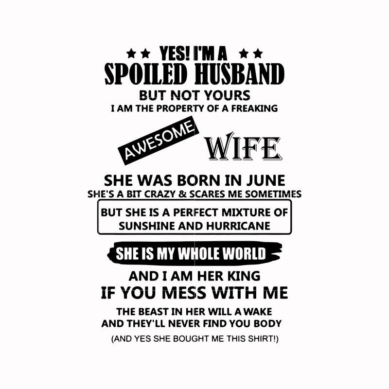 I'm a spoiled husband svg, png, dxf, eps, digital file TD52