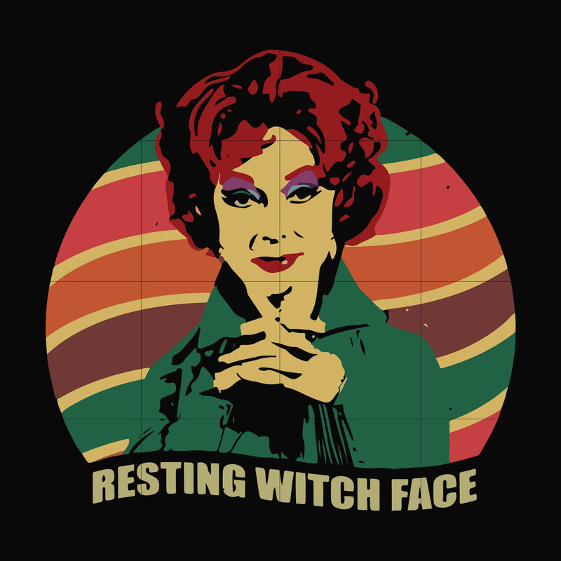 Resting witch face svg, halloween svg, png, dxf, eps digital file HLW24072025