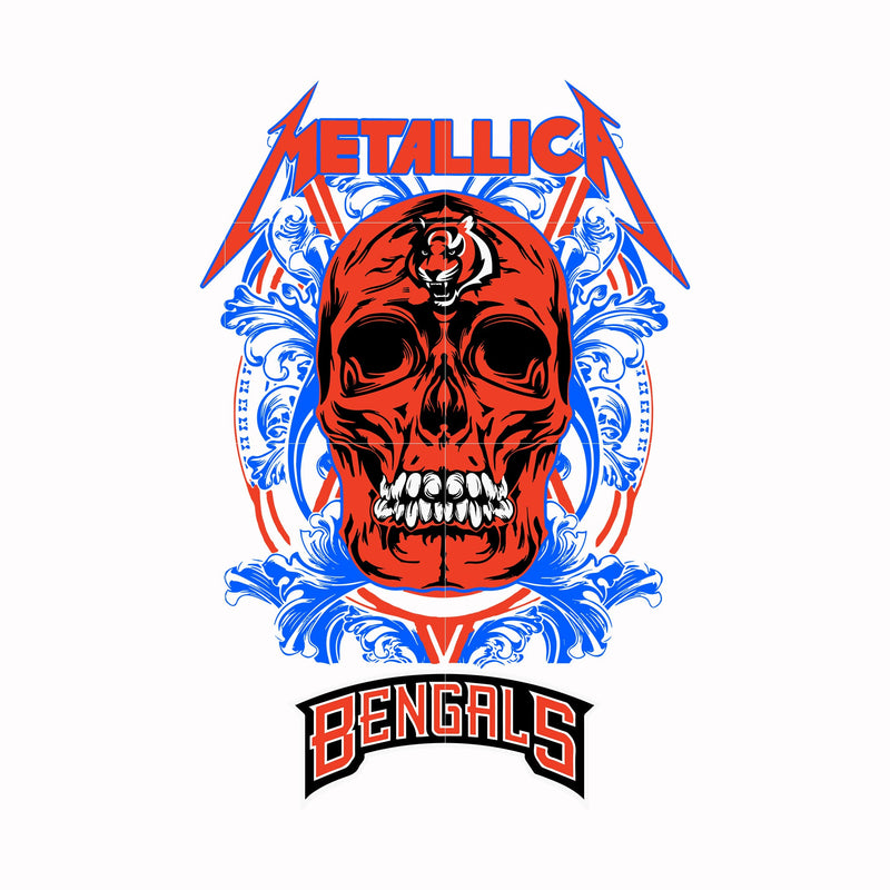 skull metallica Cincinnati Bengals svg, png, dxf, eps digital file NNFL00023
