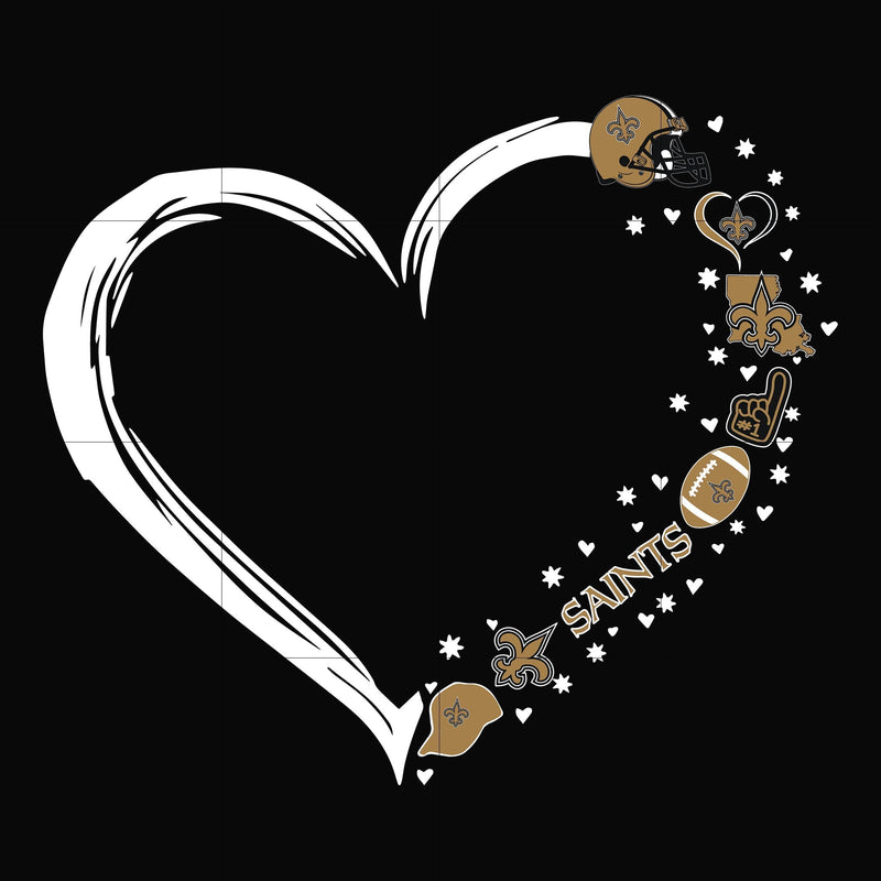 New Orleans Saints heart svg, Saints svg, png, dxf, eps digital file NNFL0097