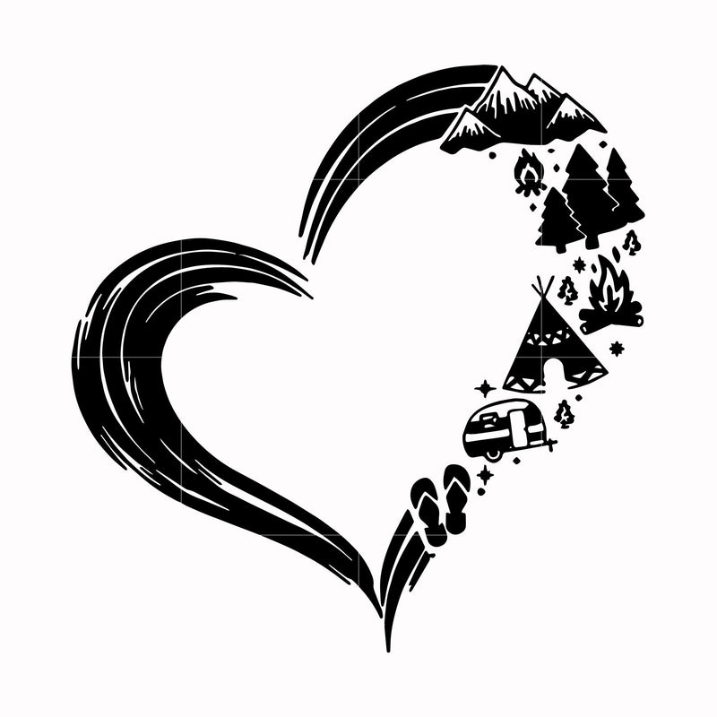 Heart camper svg, png, dxf, eps digital file CMP022