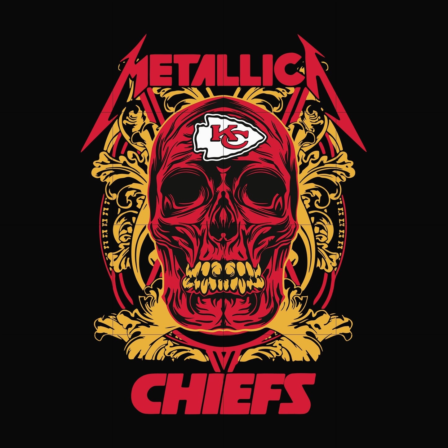 Skull Metallica Kansas City Chiefs svg, png, dxf, eps digital file NNFL0002