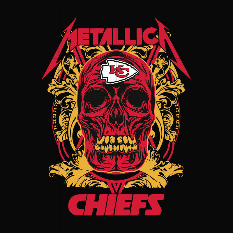 Skull Metallica Kansas City Chiefs svg, png, dxf, eps digital file NNFL0002
