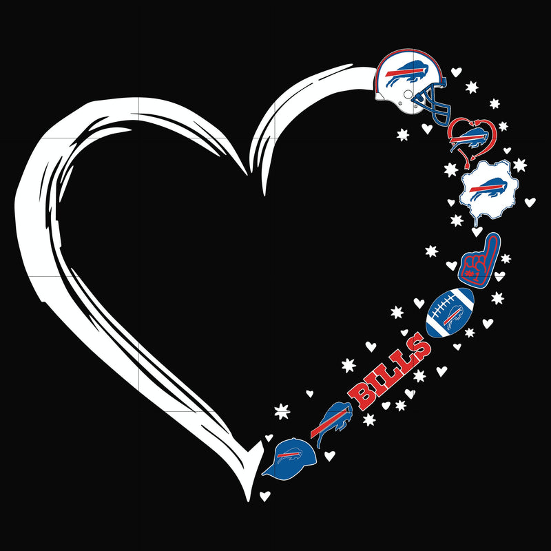 Buffalo Bills heart svg, Buffalo Bills svg, png, dxf, eps digital file NNFL0090