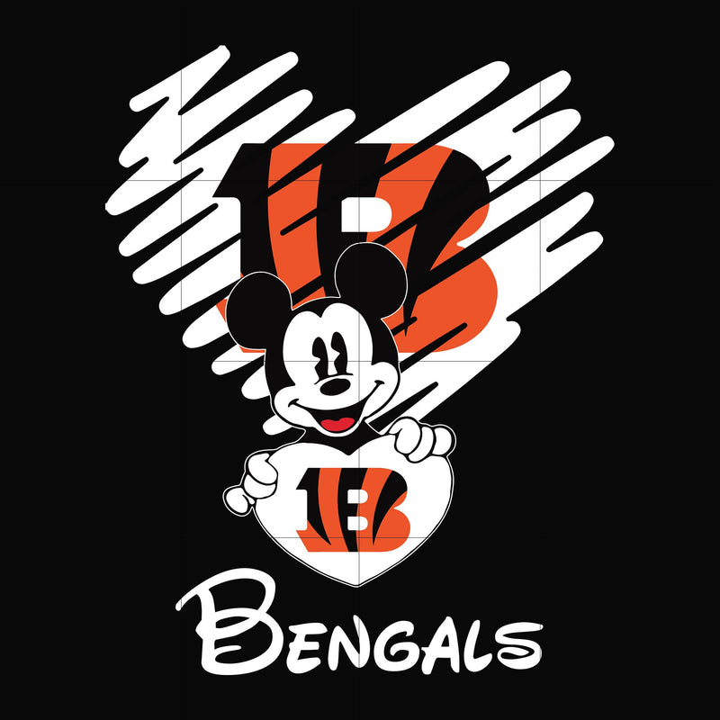 Cincinnati Bengals heart svg, png, dxf, eps digital file NNFL0055