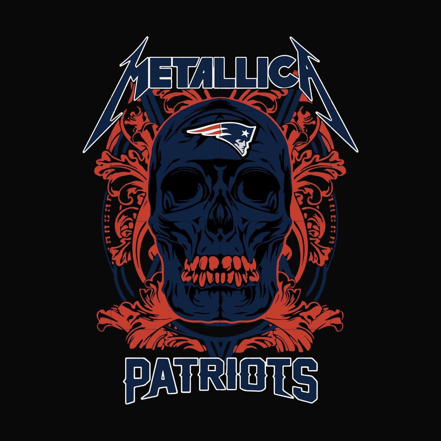 Skull Metallica New England Patriots svg png, dxf, eps digital file NNFL0007