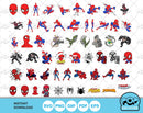 Spider-Man 100 cliparts bundle + alphabet, Spiderman SVG cut files for Cricut / Silhouette, PNG, DXF, instant download