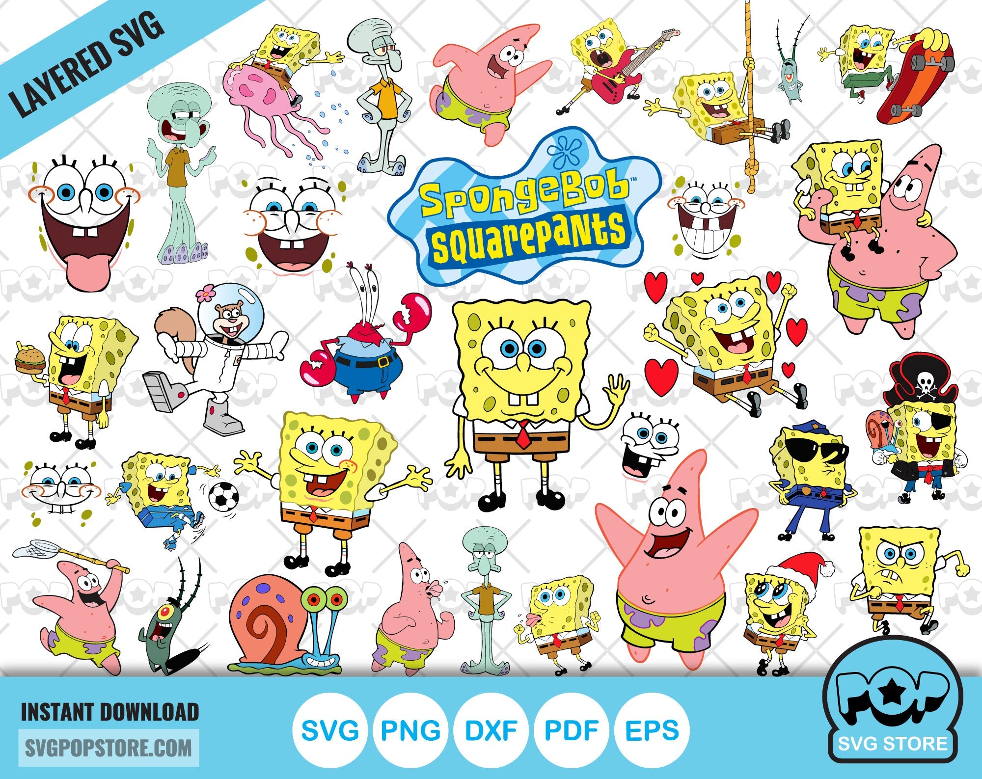 Spongebob Squarepants clipart bundle, SpongeBob svg cut files for Cric