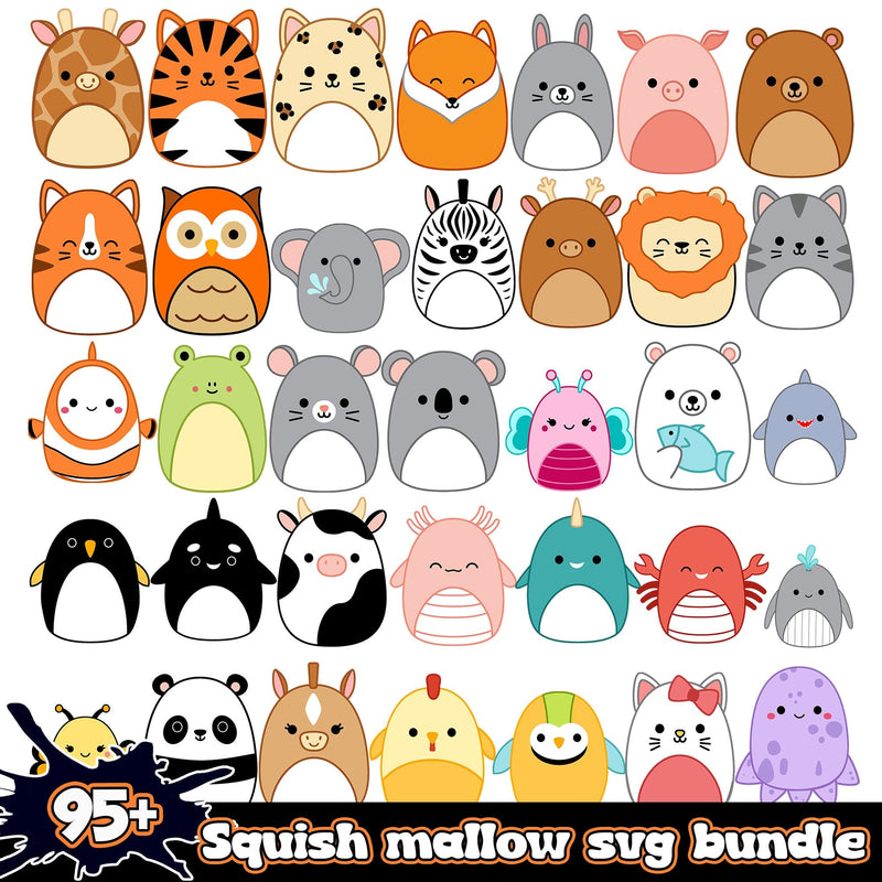 Squishmallow Animals Bundle 95+ SVG