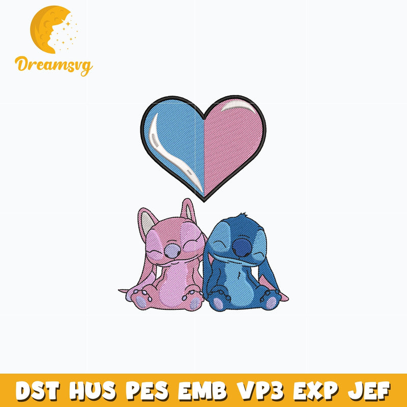 Stitch disney couple embroidery design