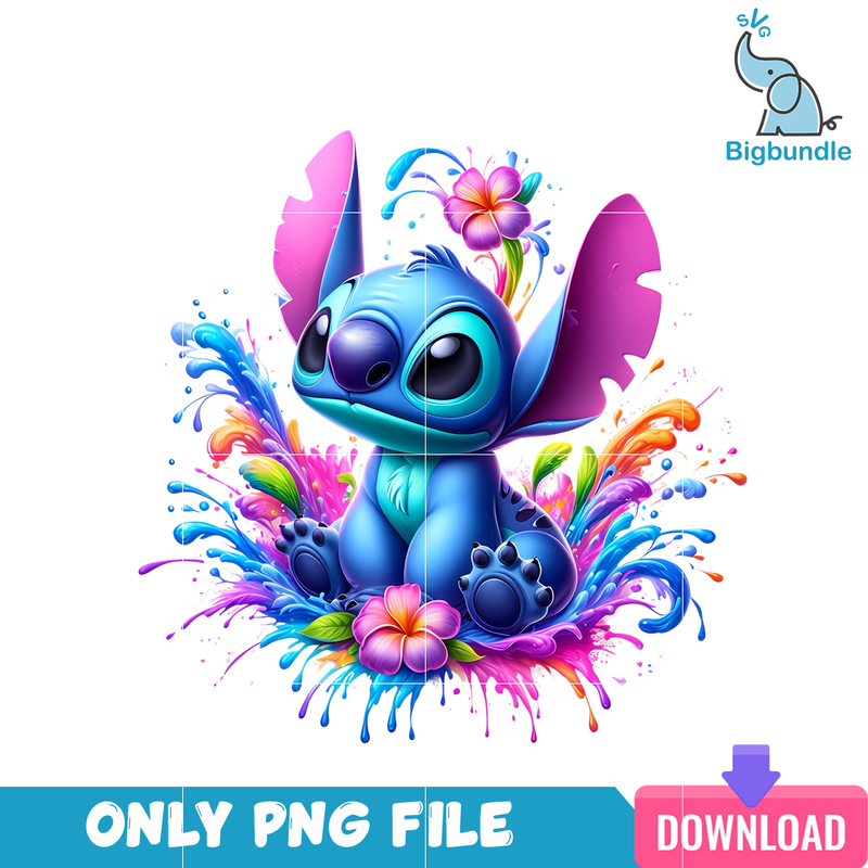 Stitch Splash Art Flower PNG