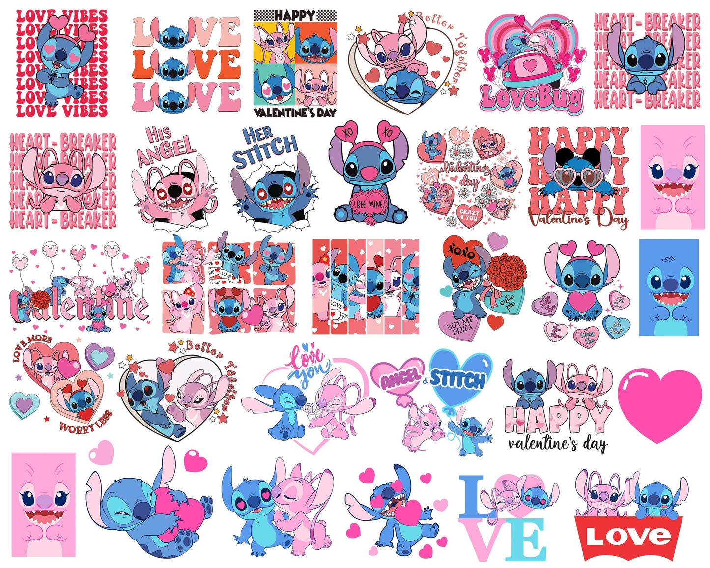 80+ Stitch Valentines Day bundle, Valentines Stitch, Valentines svg png eps dxf Designs VLT30122204