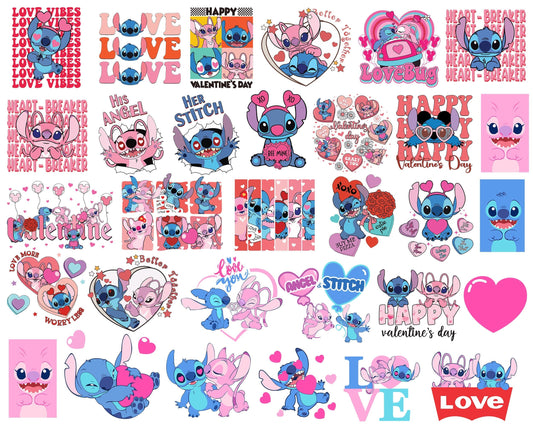 80+ Stitch Valentines Day bundle, Valentines Stitch, Valentines svg png eps dxf Designs VLT30122204