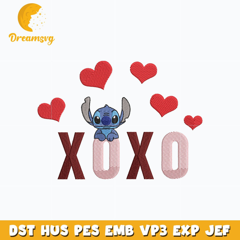 Stitch love xoxo embroidery design