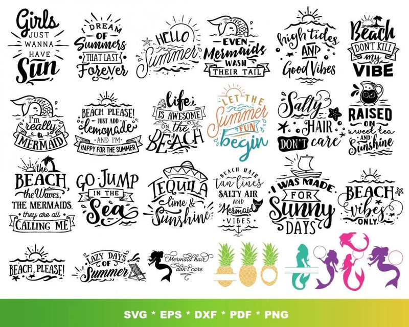 Summer Svg Files for Cricut and Silhouette - Summer Clipart Images