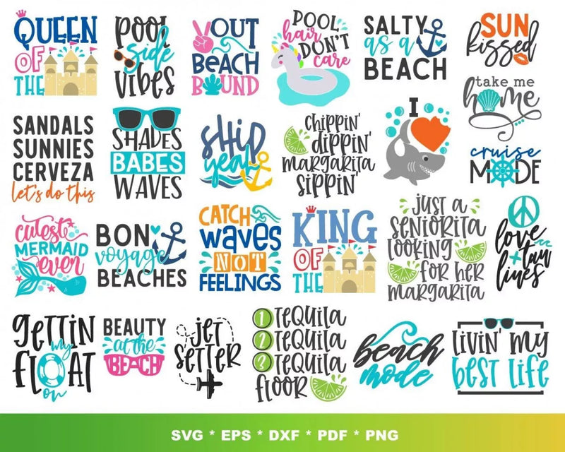 Summer Svg Files for Cricut and Silhouette - Summer Clipart Images