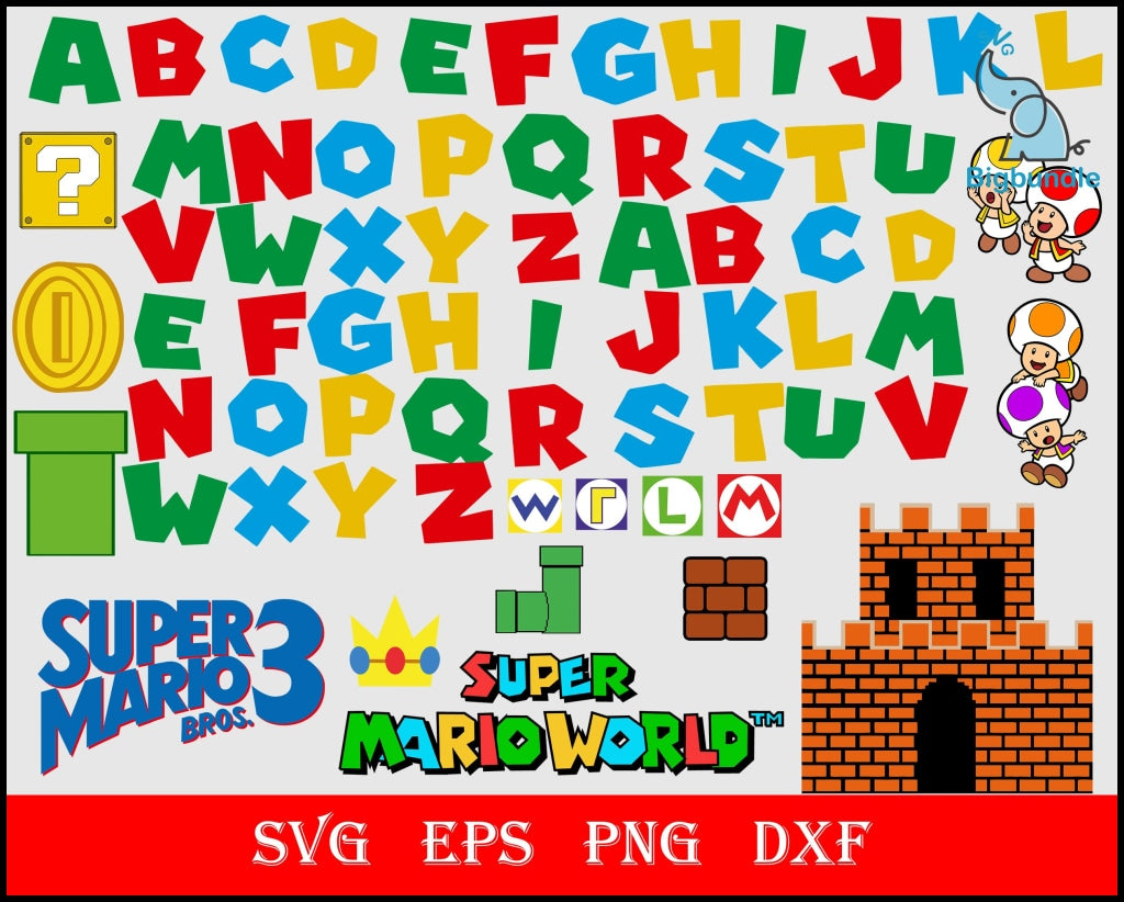 Super Mario svg,png,dxf,eps,pdf,clipart,crucit,Super Mario bundle