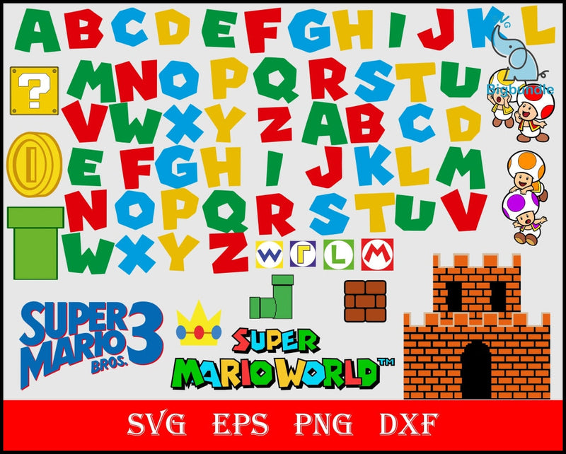 Super Mario svg,png,dxf,eps,pdf,clipart,crucit,Super Mario bundle