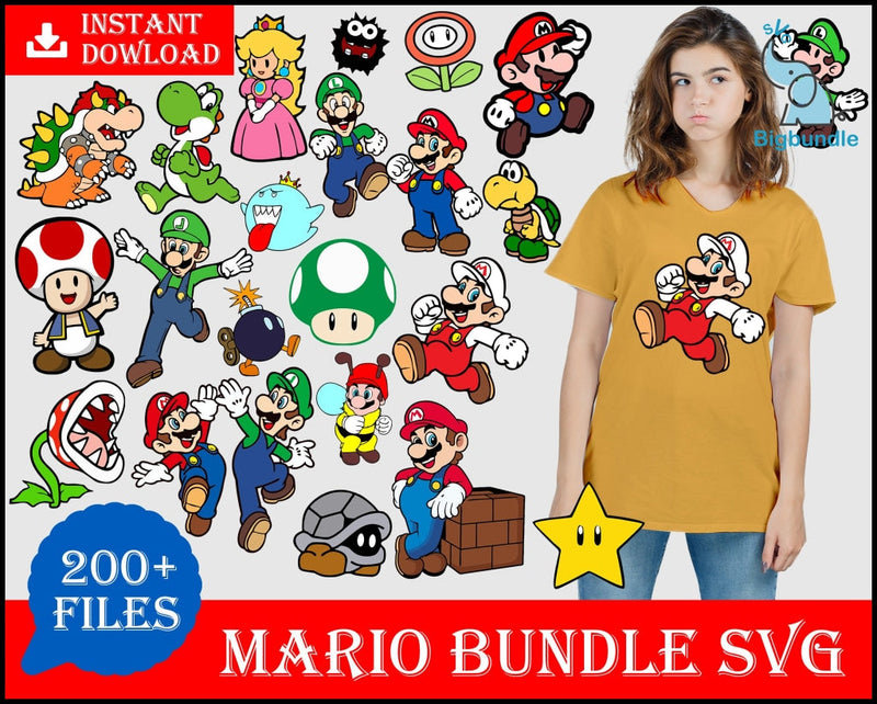 Super Mario svg,png,dxf,eps,pdf,clipart,crucit,Super Mario bundle