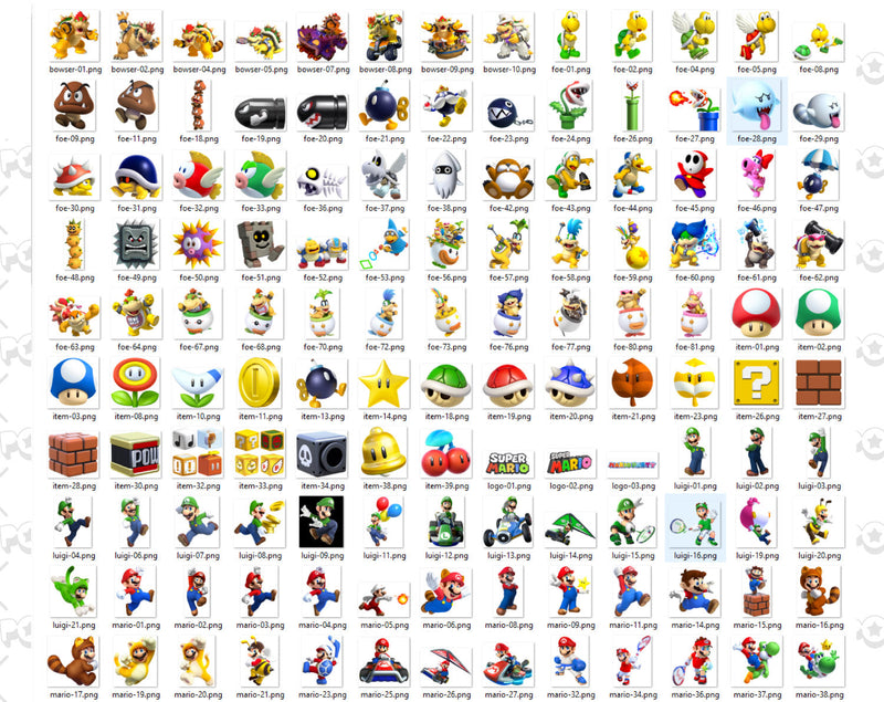 Super Mario 300 cliparts bundle, transparent PNG, designs for decoration / sublimation, instant download