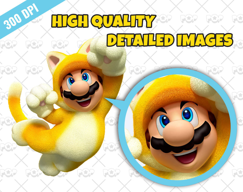 Super Mario 300 cliparts bundle, transparent PNG, designs for decoration / sublimation, instant download