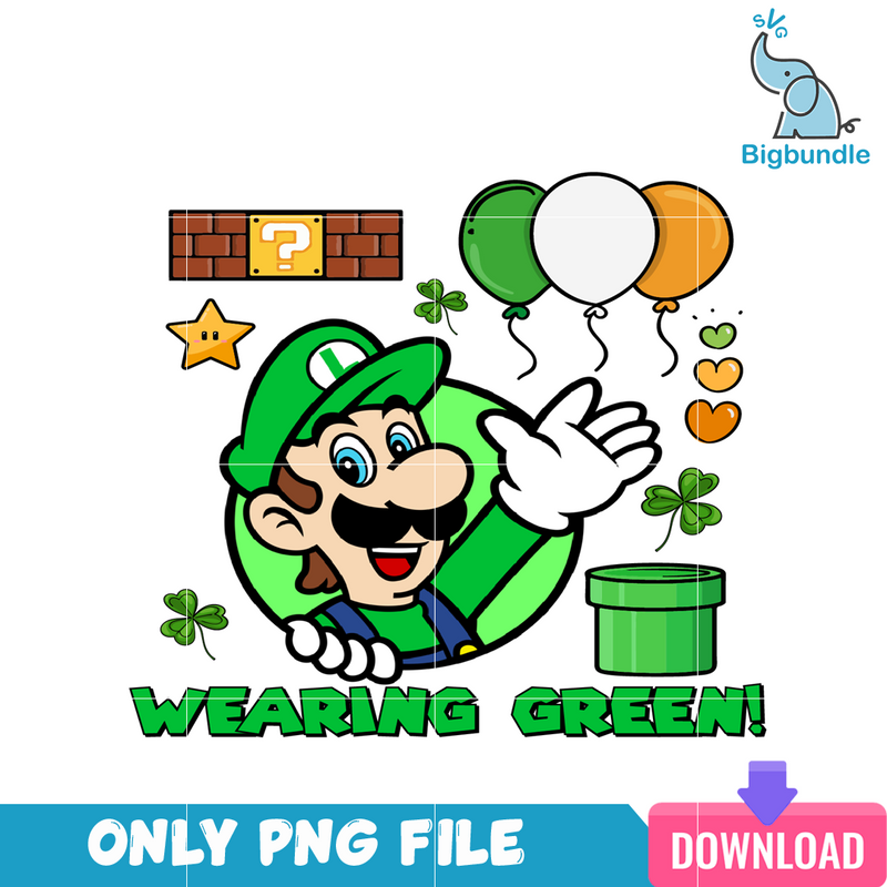 Super Mario Wearing Green PNG