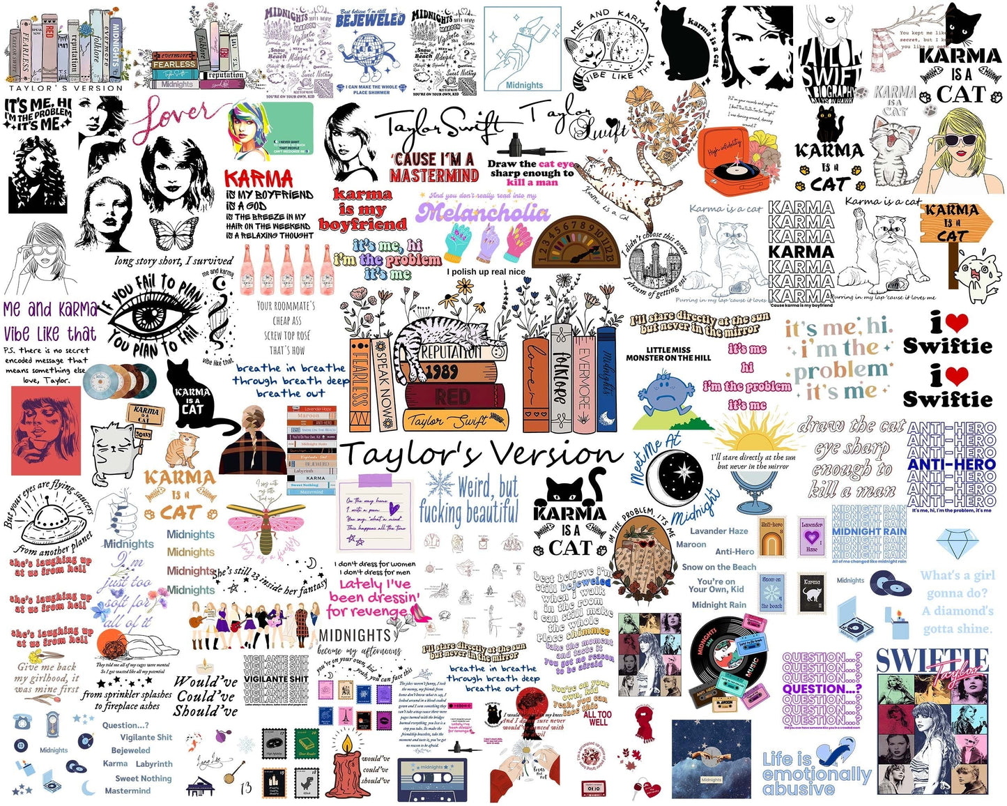 Version 2 - 300+ TS Midnight bundle, Mega Taylor Midnight bundle, Taylor Swift Inspired PNG, Sublimation - Digital download