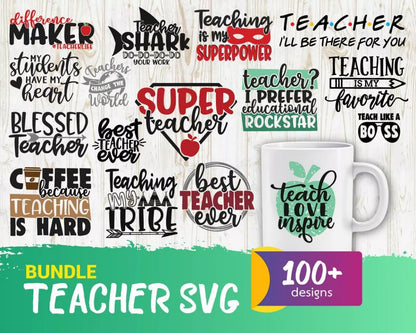 Teacher Clipart Bundle, PNG & SVG Cut Files for Cricut & Silhouette