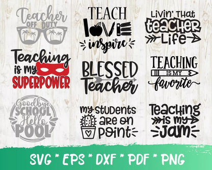 Teacher Clipart Bundle, PNG & SVG Cut Files for Cricut & Silhouette