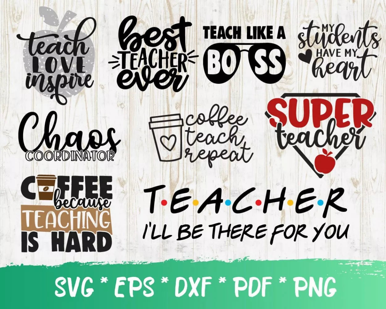 Teacher Clipart Bundle, PNG & SVG Cut Files for Cricut & Silhouette