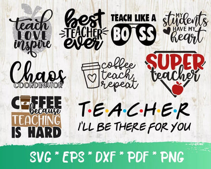 Teacher Clipart Bundle, PNG & SVG Cut Files for Cricut & Silhouette